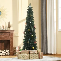 HOMCOM Sapin de Noël artificiel 180 cm, arbre de Noël slim avec 380 pointes de branche, support en métal pliable, vert(m-10)