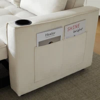 Canapé-lit pliant, canapé multifonction avec fonction couchage, avec porte-gobelet et coussin, 137x76,5x83 cm, Beige(m-7)