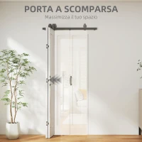 HOMCOM Porta Scorrevole a Libro Pieghevole a Portafoglio con Superficie Verniciabile, 70x210 cm, Bianco(m-4)