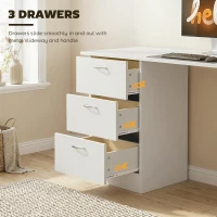 HOMCOM Computer Table, 120cm Home Office Desk, Study Workstation with 3-Tier Storage Shelves and 3 Drawers, White(m-5)
