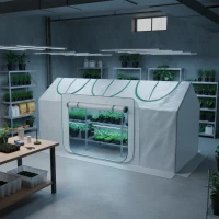 Outsunny Invernadero de jardín mini invernadero 3 ventanas enrollables cubierta en PE de alta densidad 140 g/m² 180 x 60 x 60 cm blanco(m-4)