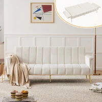 Canapé‑lit pliable moderne avec dossier et accoudoirs réglables, 183x76x75 cm, Beige(m-4)