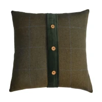 Set of 2 Quinn Cushion with Soft Cotton Blend and Velvet Pile, Handcrafted Pillow Ideal for Sofa and Bed, 45L x 45W x 15H cm, Olive Green(m-2)
