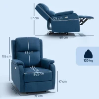 HOMCOM Sillón Reclinable Eléctrico con Reposapiés en Tejido efecto Lino, 79x90x106 cm, Gris Oscuro(m-3)