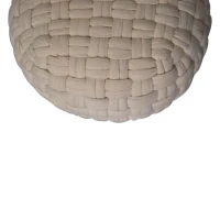 Handcrafted Tube Pouffe with Pleated Design and Breathable Cotton Fabric, Soft Futon with Delivered Fully Assembled, 48L x 48W x 36H cm, White(m-6)
