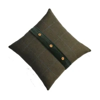 Set of 2 Quinn Cushion with Soft Cotton Blend and Velvet Pile, Handcrafted Pillow Ideal for Sofa and Bed, 45L x 45W x 15H cm, Olive Green(m-5)