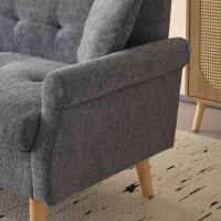 Canapé 2 places moderne en tissu chenille avec coussins épais, pieds robustes en bois massif, 162x74x77 cm, Gris(m-6)