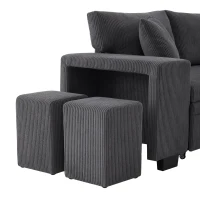 Canapé-lit pliant avec fonction couchage, port de charge USB, tablettes latérales et rangement, 231x131,5x84 cm, Gris(m-10)