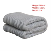 Hand-Knitted Double Knit Throw with Soft Breathable Natural Cotton, Knitted Blanket with Secure Packaging, 150L x 200W x 1H cm, Blue(m-3)
