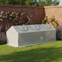 Outsunny Invernadero de jardín mini invernadero 3 ventanas enrollables cubierta en PE de alta densidad 140 g/m² 180 x 60 x 60 cm blanco(m-2)