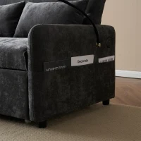 Canapé-lit double pliant moderne, avec dossier réglable, support pour smartphone et port USB de recharge, 129x76x81 cm, Gris(m-6)