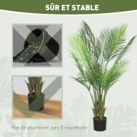 HOMCOM Plante artificielle intérieure 120 cm, palmier arbre artificiel avec pot en plastique et flocage, vert(m-7)