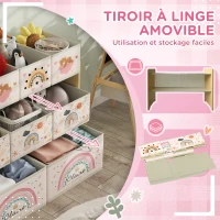 AIYAPLAY Étagère de rangement enfant étagère à 3 niveaux avec 9 boîtes en tissu non tissé 93 x 30 x 70 cm jaune(m-5)
