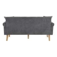 Canapé 2 places moderne en tissu chenille avec coussins épais, pieds robustes en bois massif, 162x74x77 cm, Gris(m-12)