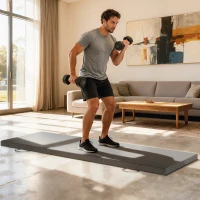 HOMCOM Tapis de gymnastique yoga pilates fitness pliable en 3 panneaux avec poignées revêtement synthétique 180 x 60 x 5cm gris(m-10)