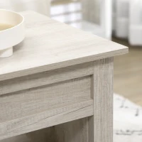 HOMCOM Table basse plateau relevable, table de salon avec étagères et compartiment caché,105 x 50 x 49-62,5 cm pour salon, chambre, aspect chêne clair(m-9)