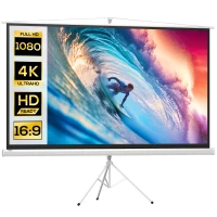 HOMCOM Écran de projection 100 pouces avec support trépied hauteur réglable, écran 4K HD 16:9(m-11)