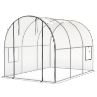 Outsunny Serre de Jardin Tunnel 6 m² 3L x 2l x 2H m châssis Tubulaire renforcé Porte zippée 2 fenêtres enroulables - transparent(m-1)