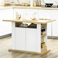 HOMCOM Ilot central cuisine table avec grand plan de travail 4-6 personnes - dim. 110L x 70l x 75,5H cm(m-10)