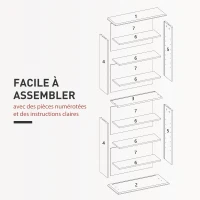 HOMCOM Rangements pour CD et DVD avec 8 compartiments et 6 étagères réglables, capacité max. 360 CD/185 DVD et Blu-ray, gris(m-7)