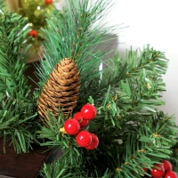 HOMCOM Guirlande de Noël artificielle 180 cm, décoration de Noël, 162 branches denses, pommes de pin, grappes de baies, vert(m-9)