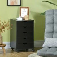 HOMCOM Caisson bureau mobile, meuble rangement bureau sur roulettes, 5 tiroirs, 40 x 40 x 67 cm, noir(m-10)