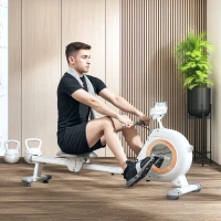 SPORTNOW Rameur magnétique 16 niveaux avec écran LCD et support de téléphone, rangement vertical, pour l'entraînement à domicile(m-10)