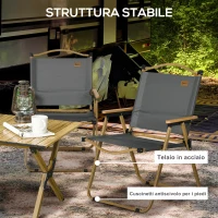 Outsunny Set 2 Sedie per Esterni Pieghevoli con Braccioli in Tessuto Oxford e Acciaio, Grigio(m-7)