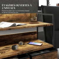 HOMCOM Commode, meuble de rangement, 5 tiroirs en tissu pliables et amovibles et étagères, 98 x 29 x 85 cm, brun rustique(m-5)