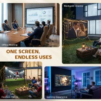 HOMCOM Projector Screen 254 cm 16:9 HD 4K/8K, 160° Viewing Angle, Double-Sided and Folding Tripods, White(m-4)