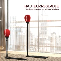 SPORTNOW Sac de frappe vitesse autoportant punching ball hauteur réglable 70-105 cm avec gants et pompe à main(m-5)