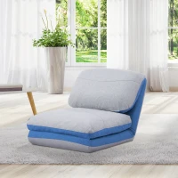 HOMCOM Chauffeuse - Matelas d'appoint Pliant - Fauteuil Convertible - Inclinaison Dossier réglable 5 Positions - Tissu Polyester Aspect Lin Gris Clair Bleu(m-9)