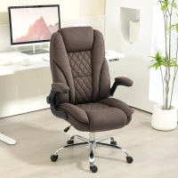 HOMCOM Fauteuil de bureau, chaise bureau ergonomique, hauteur réglable, accoudoirs relevables, 70 x 70 x 114-122 cm, marron(m-10)