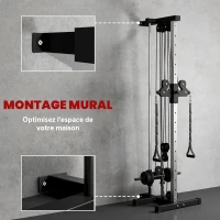 SPORTNOW Station à double poulie réglable à 15 positions montage mural haut du corps, domicile, fitness, gym, maison(m-5)