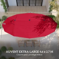 Outsunny Parasol de jardin exterieur parasol double rectangulaire 4,6L x 2,7l x 2,4H m avec ouverture fermeture manivelle, sacs de lestage et base inclus, pour balcon, piscine, bordeaux(m-4)