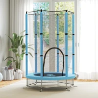 AIYAPLAY Trampoline pour enfants Ø140 cm trampoline extérieur pour enfants 3-6 ans avec filet de sécurité porte zippée bleu clair(m-10)