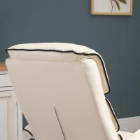 HOMCOM Fauteuil relax avec pouf, fauteuil TV avec dossier inclinable, pivotant à 360° assise rembourrée confortable, crème(m-8)