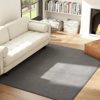 HOMCOM Tapis salon 230 x 160 cm tapis à poils longs, lavable en machine, antidérapant, en fausse fourrure, gris clair(m-2)