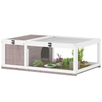 PawHut Maison enclos cage habitat pour petit animal tortues avec 2 espaces 91 x 60,5 x 32 cm bois massif marron clair(m-11)