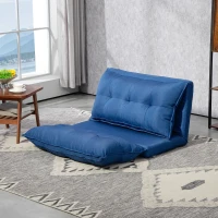 HOMCOM Fauteuil de sol paresseux chauffeuse fauteuil convertible fauteuil salon inclinaison dossier réglable 13 Positions bleu(m-10)