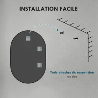 HOMCOM Miroir ovale mural cadre en aluminium style minimaliste montage vertical ou horizontal avec 3 crochets 60 x 90 cm noir(m-7)