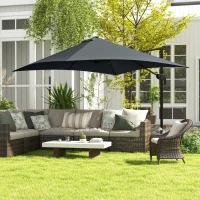 Outsunny Parasol déporté carré inclinable pivotant 360° manivelle piètement - aluminium dim. 3L x 3l x 2,6H m gris foncé(m-10)