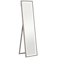 HOMCOM LED Ganzkörperspiegel, 40 x 160 cm, Touch-Steuerung, dimmbar, 3 Farben,  Grau