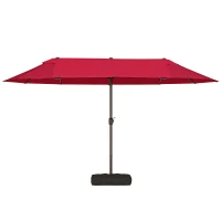 Outsunny Parasol de jardin exterieur parasol double rectangulaire 4,6L x 2,7l x 2,4H m avec ouverture fermeture manivelle, sacs de lestage et base inclus, pour balcon, piscine, bordeaux(m-11)