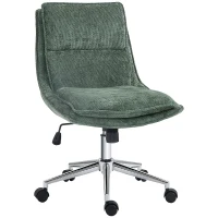 HOMCOM Fauteuil chaise de bureau en tissu, hauteur réglable, pivotant avec 5 roulettes, vert(m-11)