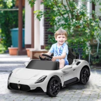 AIYAPLAY Voiture électrique pour enfants sous licence Maserati MC20 12V, Télécommande, LED, Musique et Klaxon, 3 à 6 Ans, blanc(m-10)