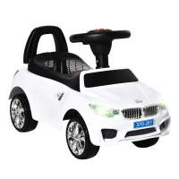 HOMCOM Porteur enfants voiture, véhicule à pousser avec coffre à jouets, klaxon, phares et musique, 63,5 x 28 x 36 cm, blanc(m-11)