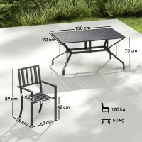 Outsunny 7 Pieces Garden Table and Chairs 6 Seater Outdoor Table and Chairs with Umbrella Hole, for Poolside, Garden, Black(m-3)