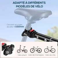 HOMCOM Remorque vélo remorque de transport pour vélo 144L x 59l x 80H cm barre d'attelage universelle acier noir(m-4)