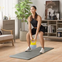 SPORTNOW Kettlebell 10kg haltère avec poignée antidérapante pour fitness musculation cardio, gris et jaune(m-10)